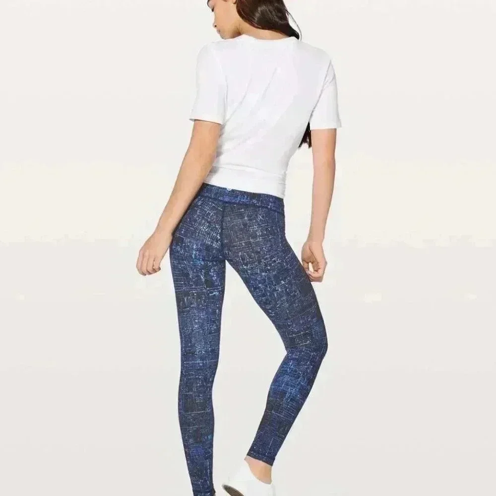 Lululemon wunder under blue white low rise tight full on luxtreme leggings 4